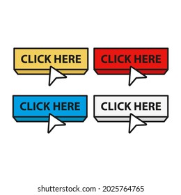 Set Of Click Here Icon. Vector Illustration