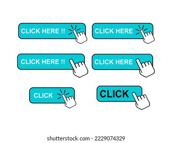 Set of Click here web button, internet flat pointer design, press link vector illustration .