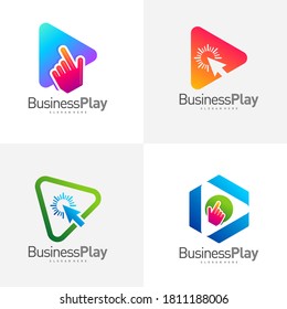 Conjunto de diseños de diseño de logotipo Click Play plantilla vectorial, conceptos de logotipo Juego de iconos