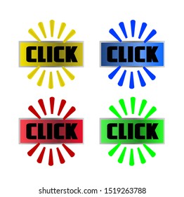 set of click symbol with colorful button