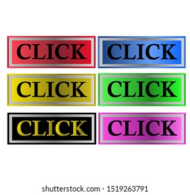set of click symbol with colorful button