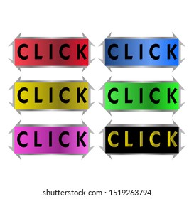 set of click symbol with colorful button