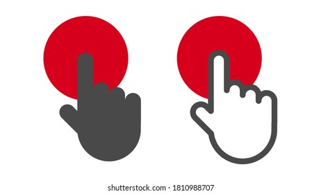 Set of Clicking finger icon, hand pointer vector.
