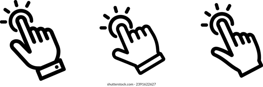 set clicking finger icon, hand pointer . Vector illustration