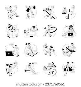 Set of Client Support Hand Drawn Illustrations 

