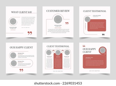 Set of Client Testimonial or customer feedback social media post, Customer service feedback banner