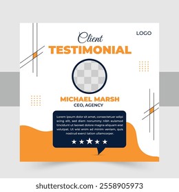 Set of client testimonials or review social media post design, modern and creative Client testimonial vector design template,