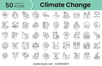 Set of climate change icons. Line art style icons bundle. vector illustration