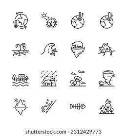 Set of climate change icons, vector illustration