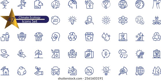 Set of Climate Change line icons - Editable stroke