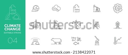 Set of Climate Change line icons - Editable stroke [[stock_photo]] © 