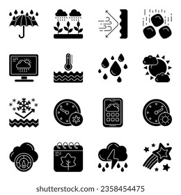 Set of Climate Forecast glyph Icons
