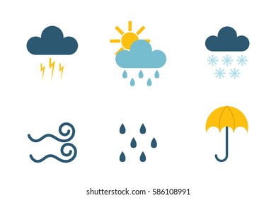 Set of climate forecast weather icons vector.