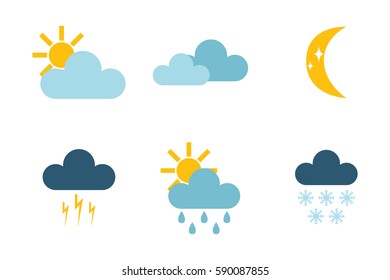 Set of climate forecast weather icons vector.