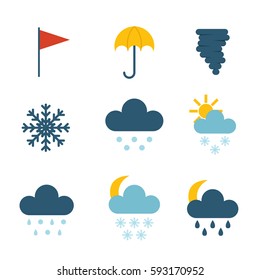 Set of climate forecast weather icons vector.