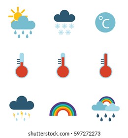 Set of climate forecast weather icons vector.