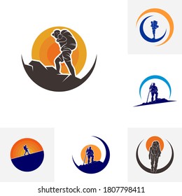 Set of Climber logo design vector template. Outdoor activity logo symbol