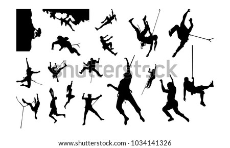 Set of Climber Silhouette vector illustration