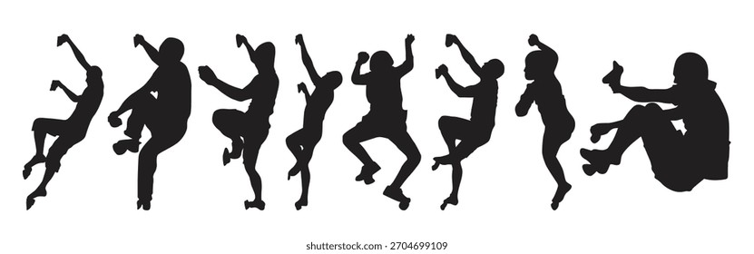 Conjunto de siluetas de escalador Ilustración vectorial