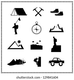 Set of climbing mountain and travel, Vector illustration