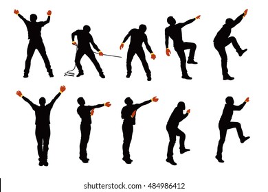 set of climbing silhouette