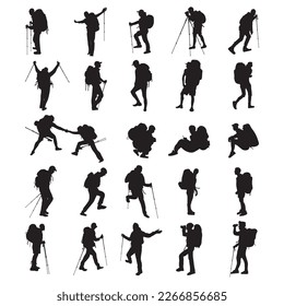 Set climbing silhouette vector illustration.