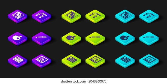 Set Clinical record, 3D printing technology, Genetically modified apple, Pipette, and plant and Periodic table icon. Vector