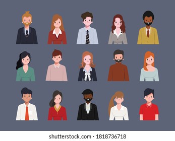 Set of clip art people icon character in difference. Employee office style worker.