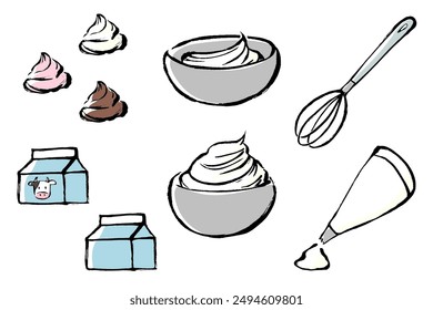 set of clip art related to whipped cream with a touch of brush