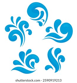 set of clip art with splashes and drops of water