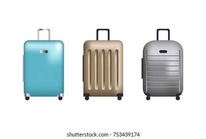 Set of clip art suitcases, vector