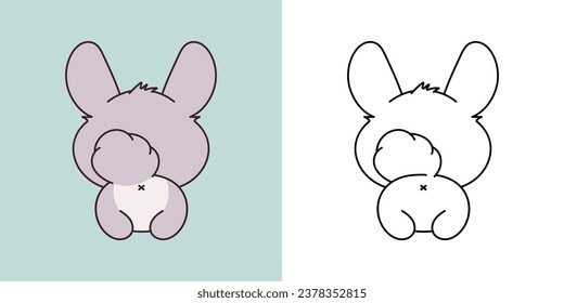 Set Clipart Chinchilla Coloring Page and Colored Illustration. Kawaii Isolated Animal. Cute Vector Illustration of a Kawaii Baby Pet for Stickers, Prints for Clothes, Baby Shower. 