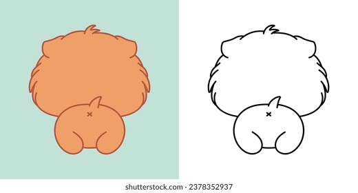 Set Clipart Guinea Pig Coloring Page and Colored Illustration. Kawaii Isolated Baby Animal. Cute Vector Illustration of a Kawaii Rodent for Stickers, Prints for Clothes, Baby Shower. 