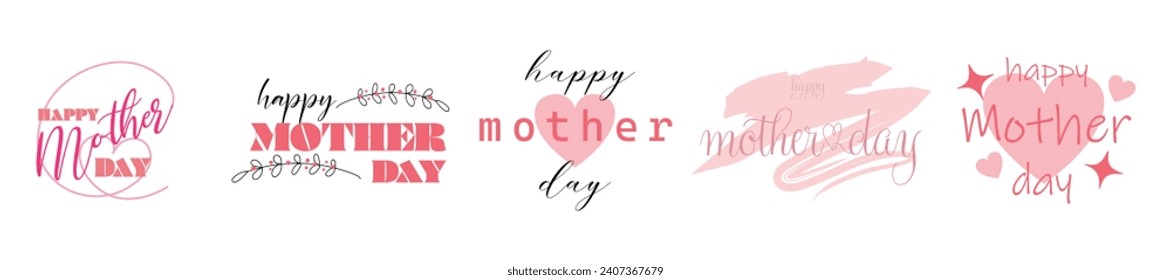 Set of clipart for Mother's Day on white background