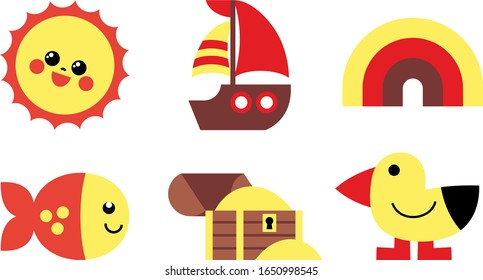 A set of clipart on the marine theme