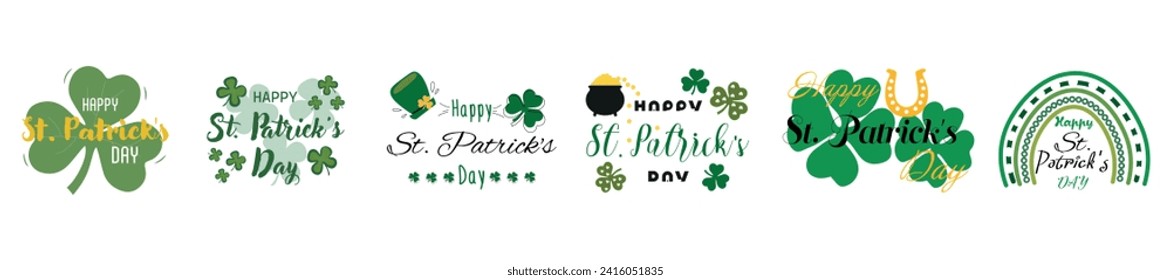 Set of clipart for St. Patrick's Day on white background