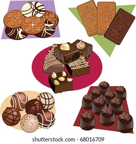 set of clip-arts with chocolate goods