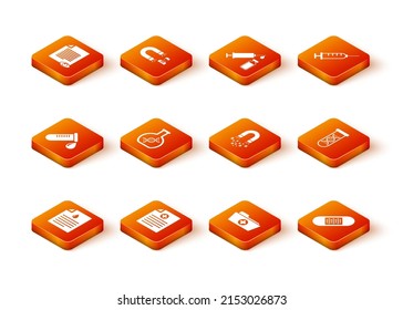 Set Clipboard With Blood Test, Clinical Record, Test Tube Drop Of, DNA Research, Search, Health Folder And Magnet Money Icon. Vector