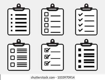 Set of clipboard or checklist icon. Vector illustration