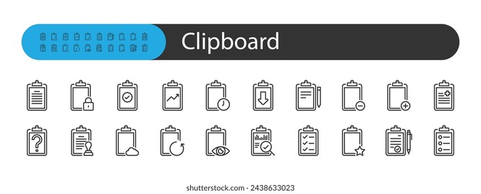 set of clipboard icons, report, business, research