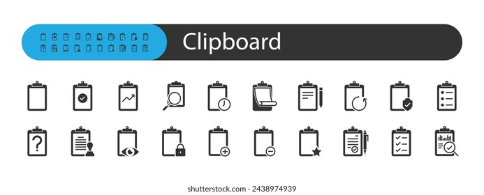 set of clipboard icons, report, business, research