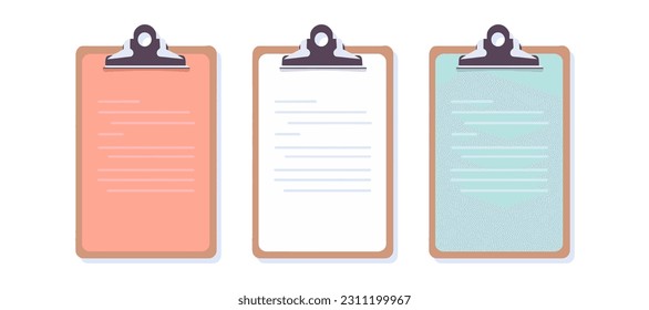 Set Clipboard list icon in flat style on white background. Vector illustration