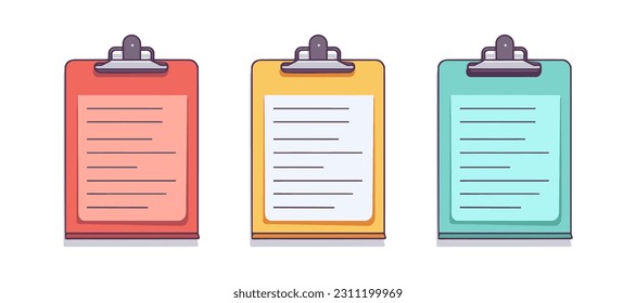Set Clipboard list icon in flat style on white background. Vector illustration
