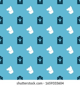 Set Clipboard with medical clinical record pet and Cat on seamless pattern. Vector