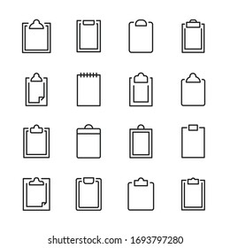 Set of clipboard related vector line icons. Premium linear symbols pack. Vector illustration isolated on a white background. Web symbols for web sites and mobile app. Trendy design. 