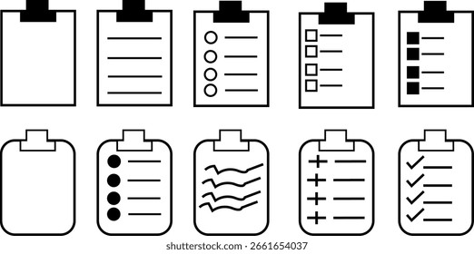 Set of clipboard vector icons 