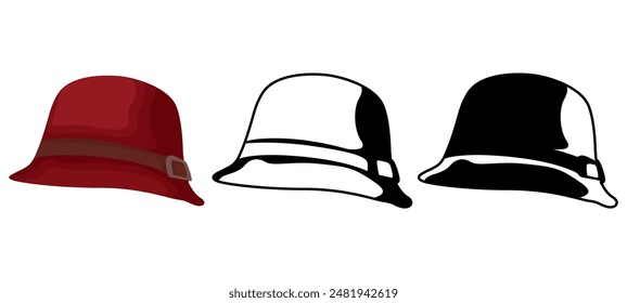 set cloche hat icon vector illustration