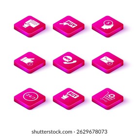 Set Reloj 24 horas, Comprar Botón, Mano sosteniendo la moneda, Teléfono de la burbuja de discurso con, Añadir Carrito de compras, Dólar de sobre, Hombre de negocios planeando la mente y el icono. Vector