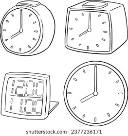 set of clock, Alarm. illustration, line vector set
