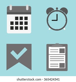 Set of clock, calendar and  folder